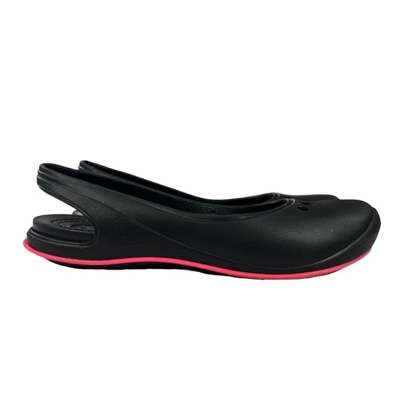 Crocs Tone Skylar Slingback Flats Black Pink Womens Size 6 - Picture 1 of 10